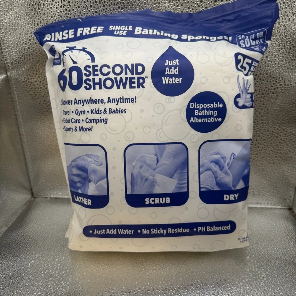 25 Disposable Bathing Sponges With Aloe Gentle & Convenient Travel Cleansing NEW